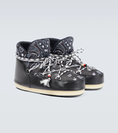 Alanui Moon Boot Full Moon Bandana-print Shell And Faux Leather Boots In Black Mult
