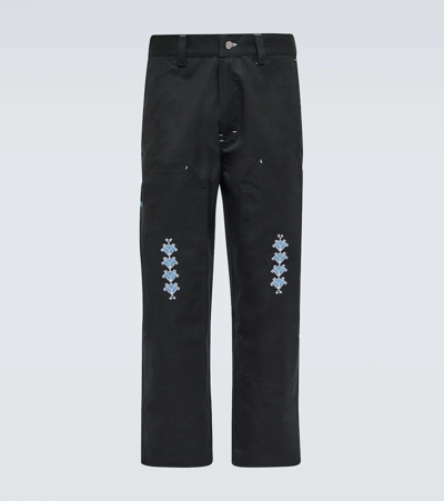 Shop Adish Qarnabeet Embroidered Straight Pants In Black