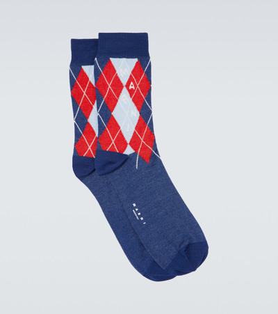 Shop Marni Argyle Cotton-blend Socks In Ultramarine