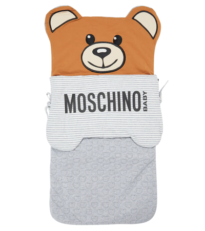 Shop Moschino Baby Teddy Bear Sleeping Bag In Grey Mel Toy Shapes