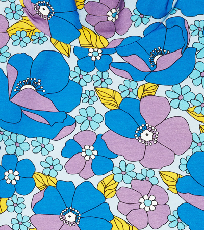 Morley Randy Floral Cotton Jersey Turtleneck Top In Bleu