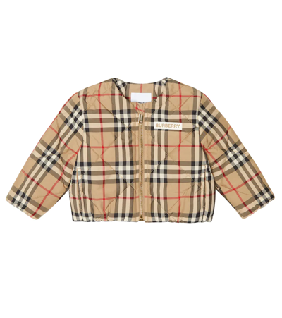Shop Burberry Baby Quilted Check Jacket In Archive Beige Ip Chk