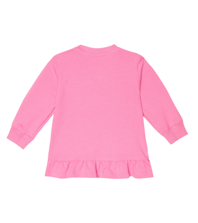 Shop Versace Baby I Love You Sweatshirt Dress In Pink Lemonade+nero