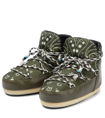 Shop Alanui Full Moon Bandana-print Boots In Military Green