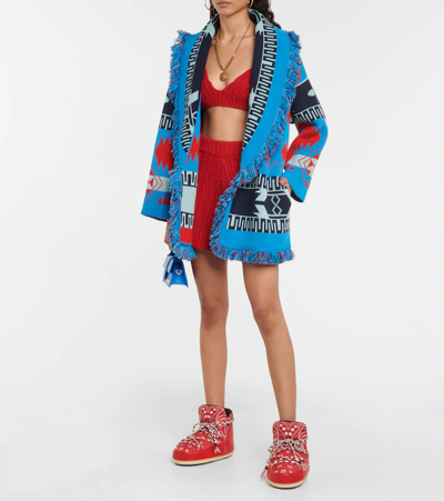 Alanui X Moon Boot Bandana-print Snow Boots In Red Multicolor