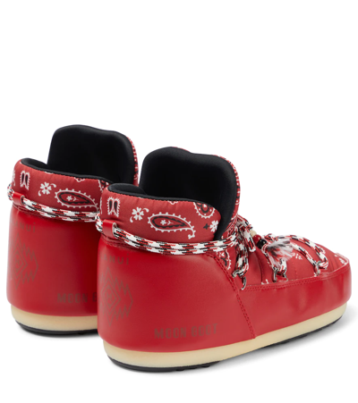 Alanui X Moon Boot Bandana-print Snow Boots In Red Multicolor