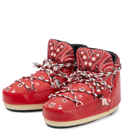 Alanui X Moon Boot Bandana-print Snow Boots In Red Multicolor