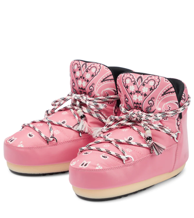 Shop Alanui Full Moon Bandana-print Boots In Pink Multicolor
