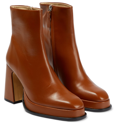 Shop Souliers Martinez Chueca Leather Ankle Boots In Hazelnut