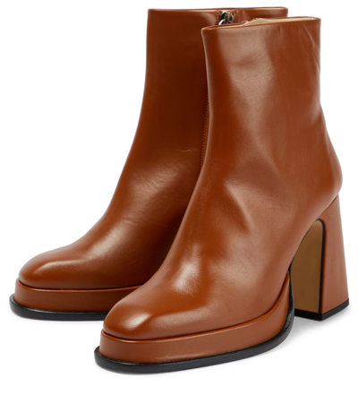 Shop Souliers Martinez Chueca Leather Ankle Boots In Hazelnut
