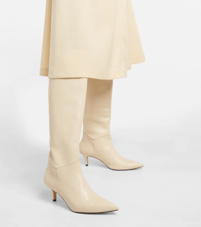 Shop Souliers Martinez Elena Leather Knee-high Boots In Ice