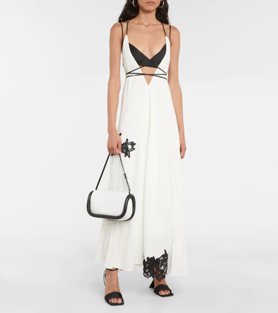 Shop Jonathan Simkhai Shilah Appliqué Midi Dress In White Multi