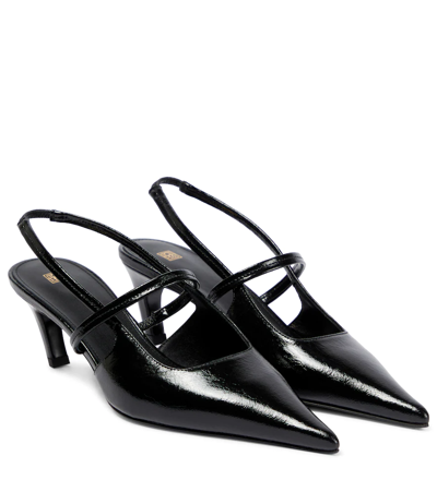 Shop Totême The Sharp Leather Slingback Pumps In Black