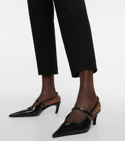 Shop Totême The Sharp Leather Slingback Pumps In Black