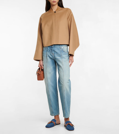 Shop Loewe Wool And Cashmere Jacket In Camel