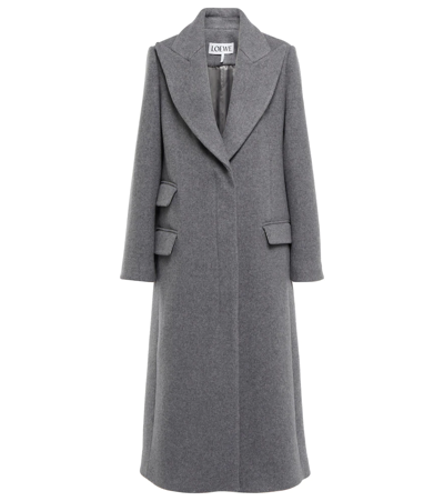 Shop Loewe Wool Coat In Grey