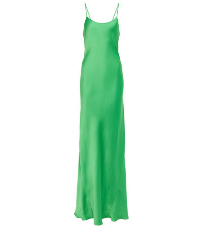 Shop Victoria Beckham Satin Gown In Emerald