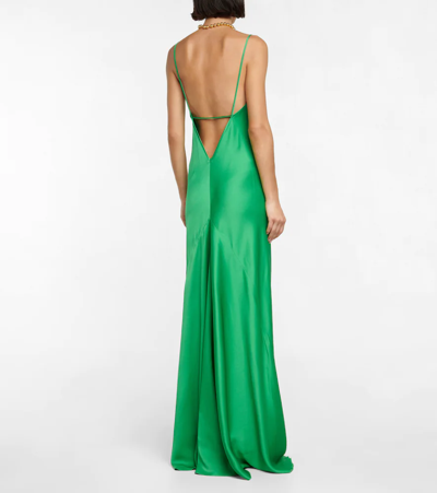 Shop Victoria Beckham Satin Gown In Emerald