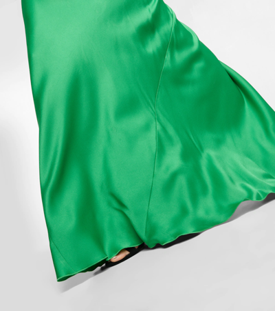 Victoria Beckham Satin Open-back Maxi Slip Dress In Emerald