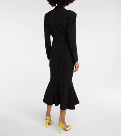Shop Norma Kamali Belted Jersey Fishtail Midi Dress In Black