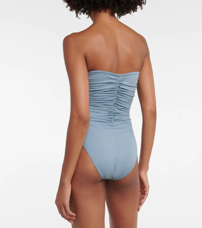 Shop Norma Kamali Slinky Marissa Swimsuit In Soft Blue