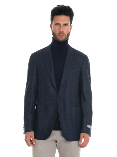 Shop Canali Jacket With 2 Buttons In Blue