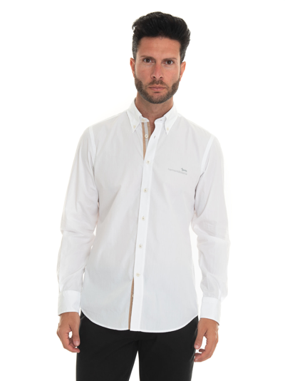 Shop Harmont & Blaine Long-sleeved Cotton Shirt In White