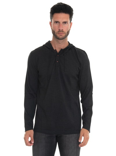 Shop Kiton Sweatshirt With Hood In Charcoal 