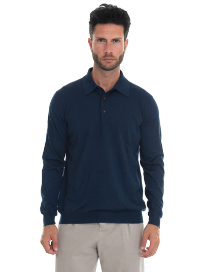 Shop Kiton Polo Shirt Long Sleeves In Blue