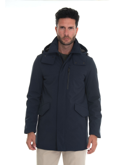 Shop Woolrich Barrow Mac Soft Shell Coat Coat Blue  Man