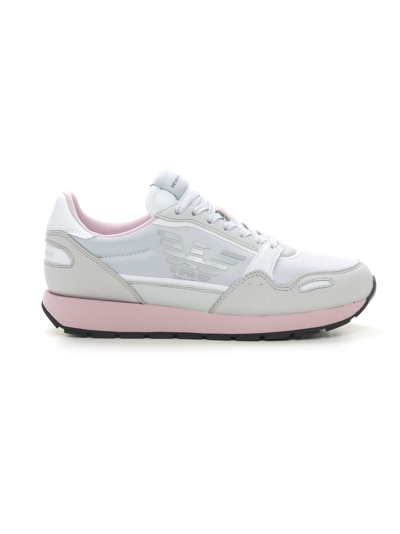 Shop Emporio Armani Low Sneaker  In Canvas And Suede In Pink