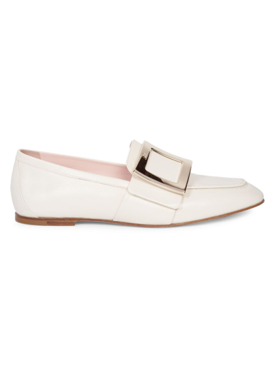 Shop Roger Vivier Women's Soft Buckle Leather Loafers In White