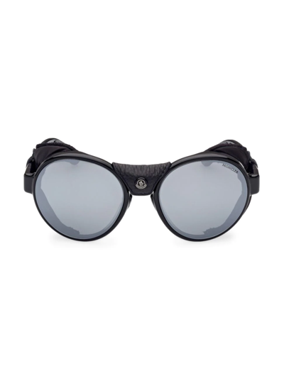Shop Moncler Men's Steradian Sunglasses In Black Smoke Mirror Polarized