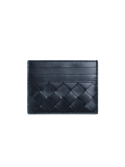 Shop Bottega Veneta Women's Intrecciato Leather Card Case In Space Gold