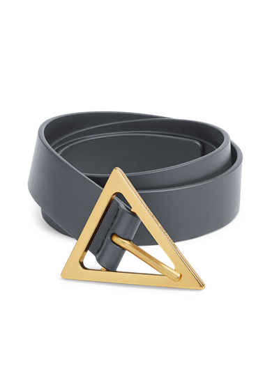 Shop Bottega Veneta Women's Triangle-buckle Leather Belt In Space Gold