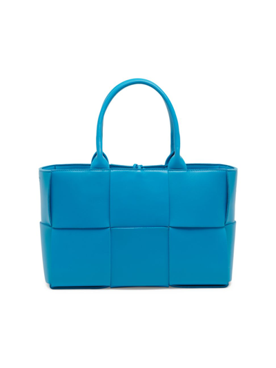 Shop Bottega Veneta Women's Small Arco Intrecciato Leather Tote Bag In Pool Gold