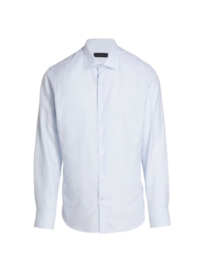 Shop Saks Fifth Avenue Men's Collection Checkered Dress Shirt In Bright White
