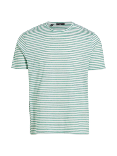 Shop Saks Fifth Avenue Men's Slim-fit Striped Cotton T-shirt In Fair Aqua