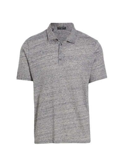 Shop Saks Fifth Avenue Men's Slim-fit Melange Polo Shirt In Gunmetal