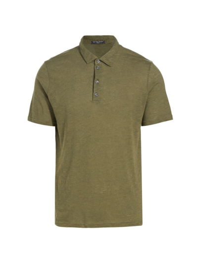 Shop Saks Fifth Avenue Men's Slim-fit Melange Polo Shirt In Burnt Olive