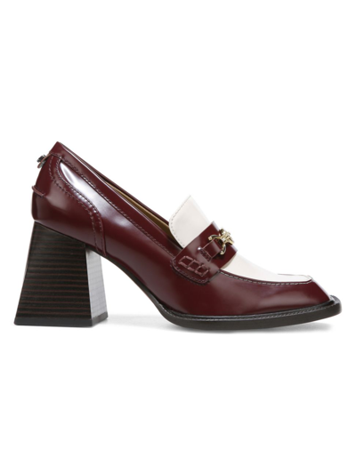 Shop Sam Edelman Women's Quincy Heeled Two-tone Loafer In Syrah Ivory