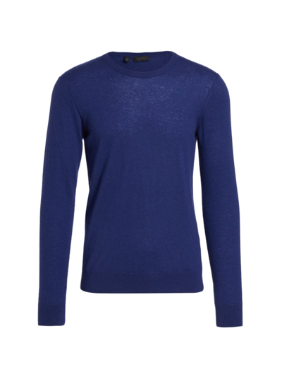 Shop Saks Fifth Avenue Men's Collection Lightweight Cashmere Crewneck Sweater In Sodalite