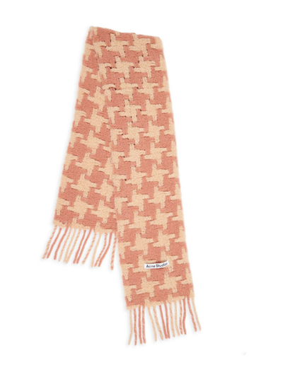 Shop Acne Studios Women's Vadik Houndstooth Knit Scarf In Dusty Pink