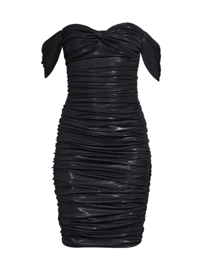 Shop Norma Kamali Women's Walter Ruched Off-the-shoulder Sheath Dress In Black