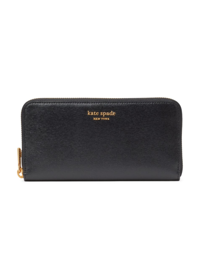 Shop Kate Spade Women's Morgan Saffiano Leather Zip-around Continental Wallet In Black