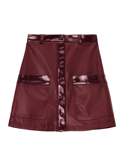 Staud Paper Faux Leather Miniskirt In Plum | ModeSens