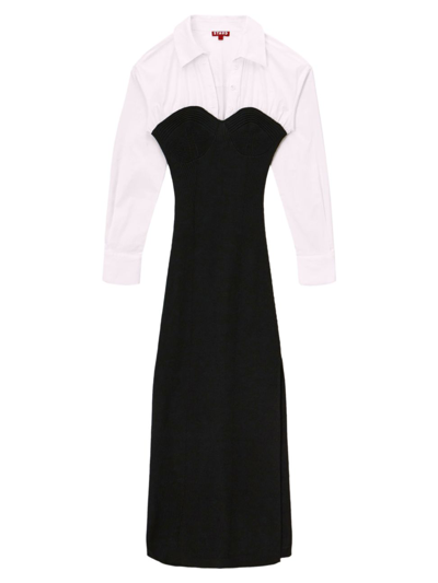 Shop Staud Women's Hazel Layered Mixed-media Dress In Black White