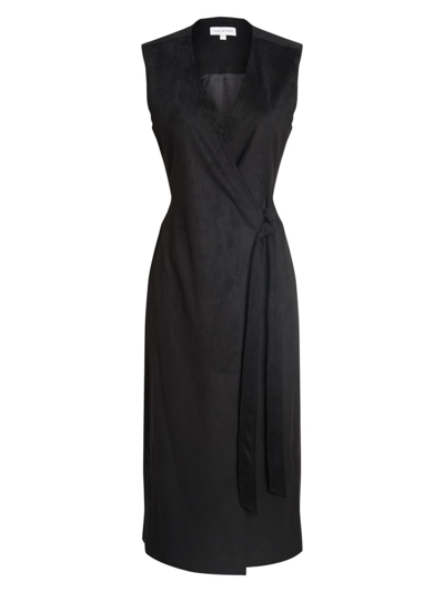 Shop Halston Women's Paulina Faux Suede Wrap Dress In Black