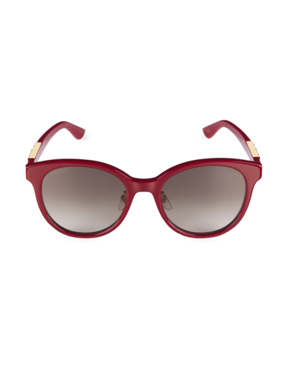Shop Gucci Women's Sign 56mm Round Sunglasses In Red