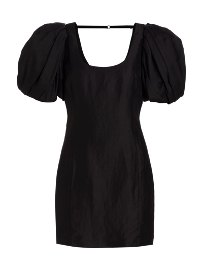 Shop Frame Women's Puff-sleeve Minidress In Noir